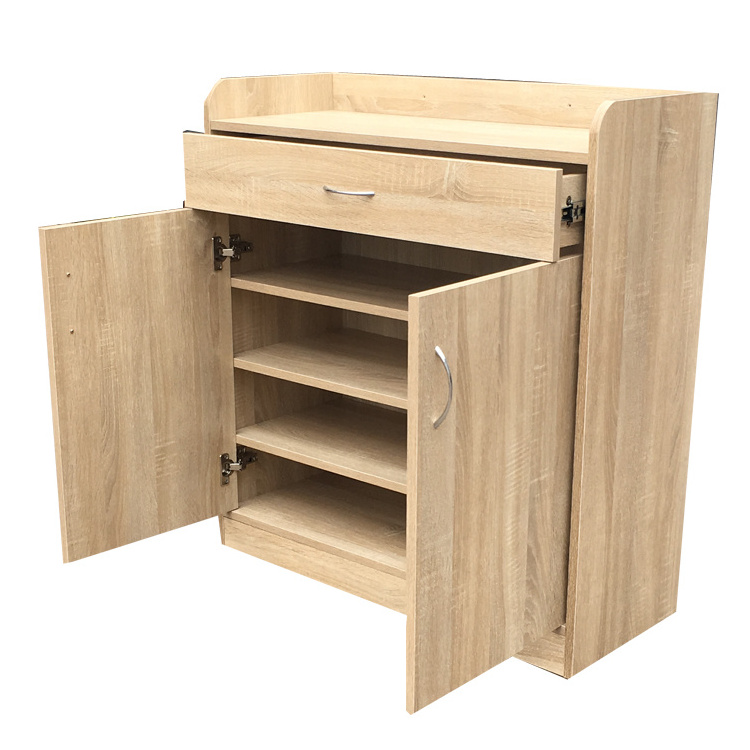 Modern Wood Color Storage Shoe Cabinet With One Drawer