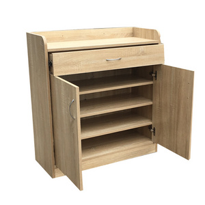 Modern Wood Color Storage Shoe Cabinet With One Drawer