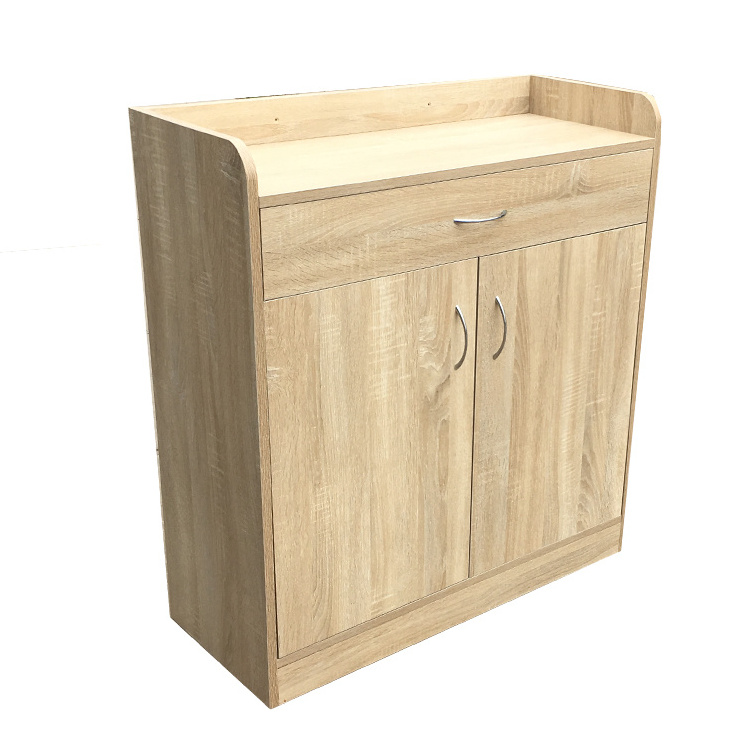 Modern Wood Color Storage Shoe Cabinet With One Drawer