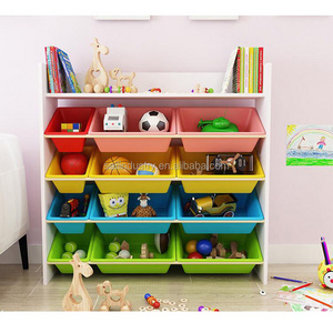 Custom plastic kids toy storage cabinet book shelf for kindergarten and home