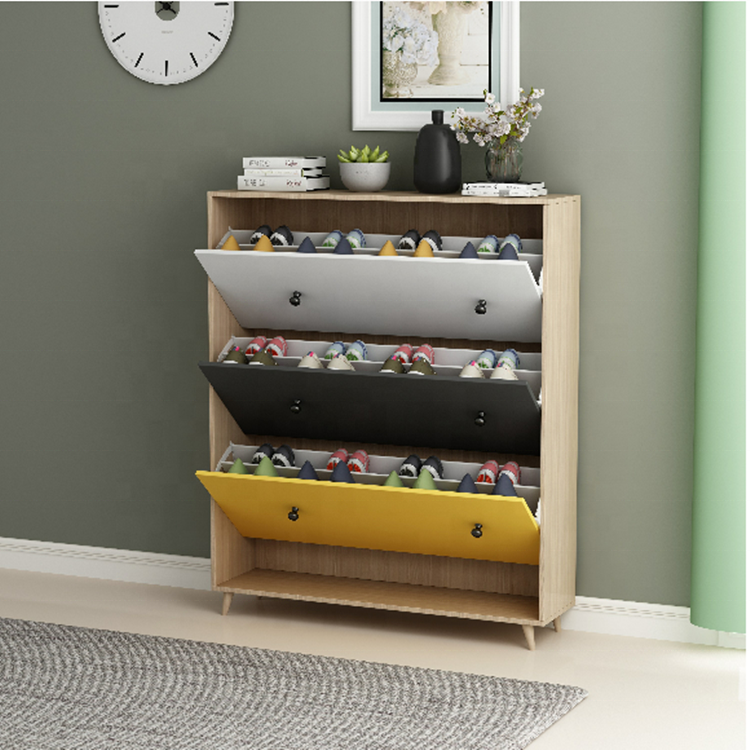 Nordic style Modern simple color wooden home Shoe Cabinet Rack