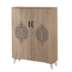 New Design Laser Wooden Corner Storage Carved  Shoe Rack Cabinet