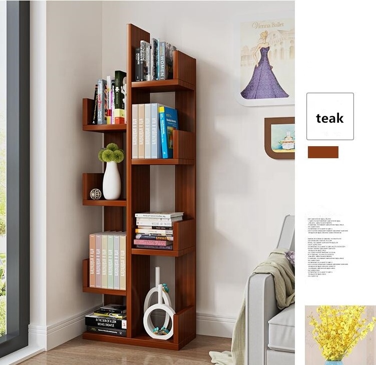 small size wooden storage rack tree bookshelf