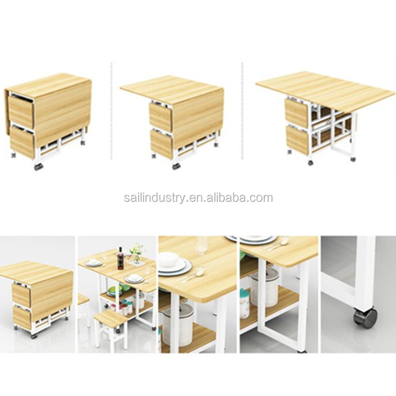 Wooden Folding Dining Set Extending Space Saving Space Table and 4 Chairs