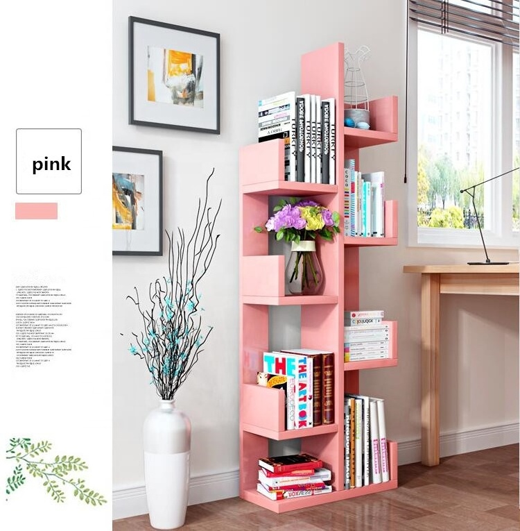 small size wooden storage rack tree bookshelf