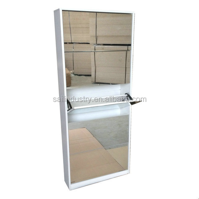 Rotating door shoe cabinet UV high gloss mirror shoe cabinet storage