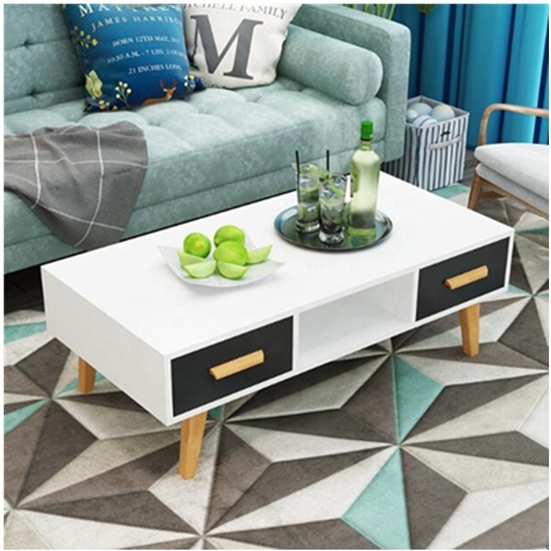 Wooden Simple Coffee Table With Drawer