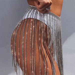 Sailing Jewelry Charming Rhinestone Crystal Dance Skirts Body Chains Tassel Sexy Bikini Beach Chain Swimsuits Hip Hop Nightclub