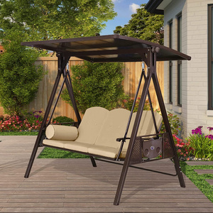 3 Seats Adjustable Outdoor Garden Hanging Chair Adult Swing Chair With Canopy And Steel Frame