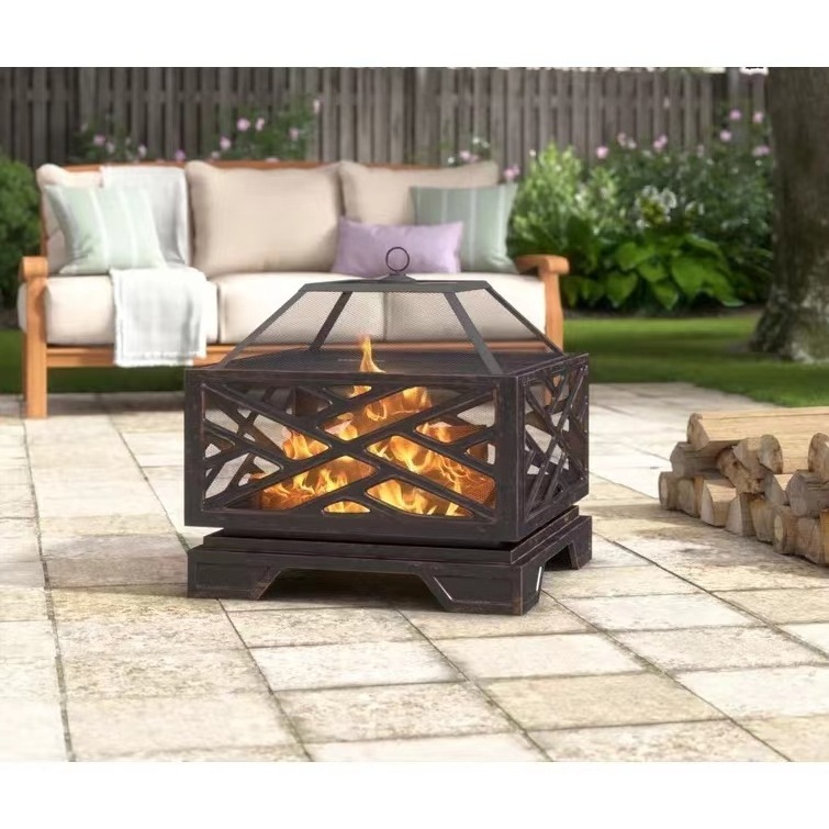 Outdoor Deep Bowl Fire pit ;Wood burning;Patio backyard;Grill cooking grate;Suitable for garden, campfire, camping, picnic