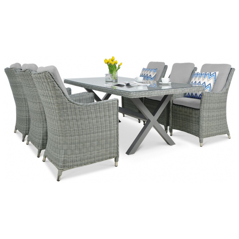 Dining Room Set Outdoor Rattan Furniture Set 6 Seater Dining Table Set Cafe Furniture