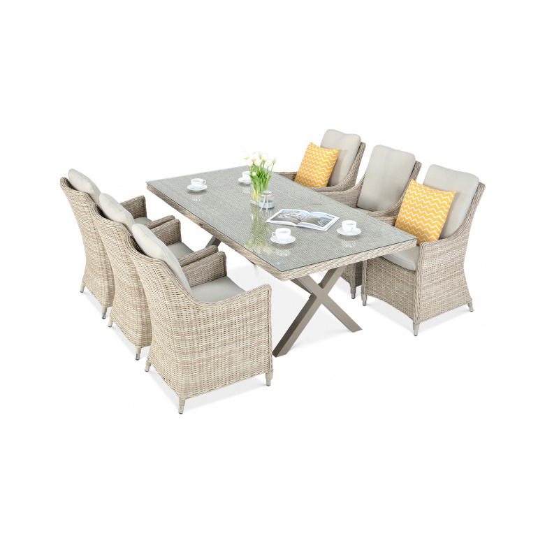 Dining Room Set Outdoor Rattan Furniture Set 6 Seater Dining Table Set Cafe Furniture