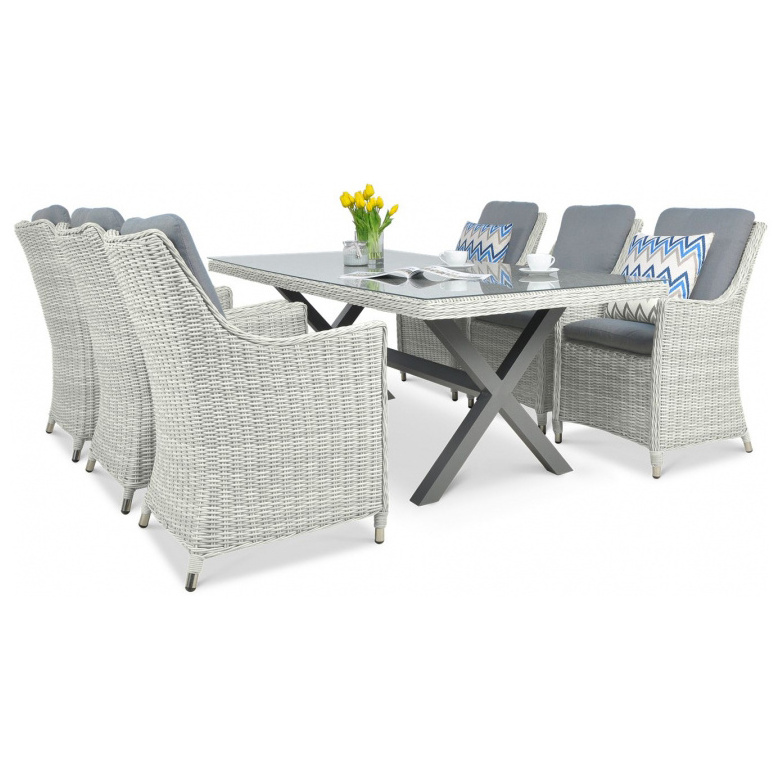 Dining Room Set Outdoor Rattan Furniture Set 6 Seater Dining Table Set Cafe Furniture