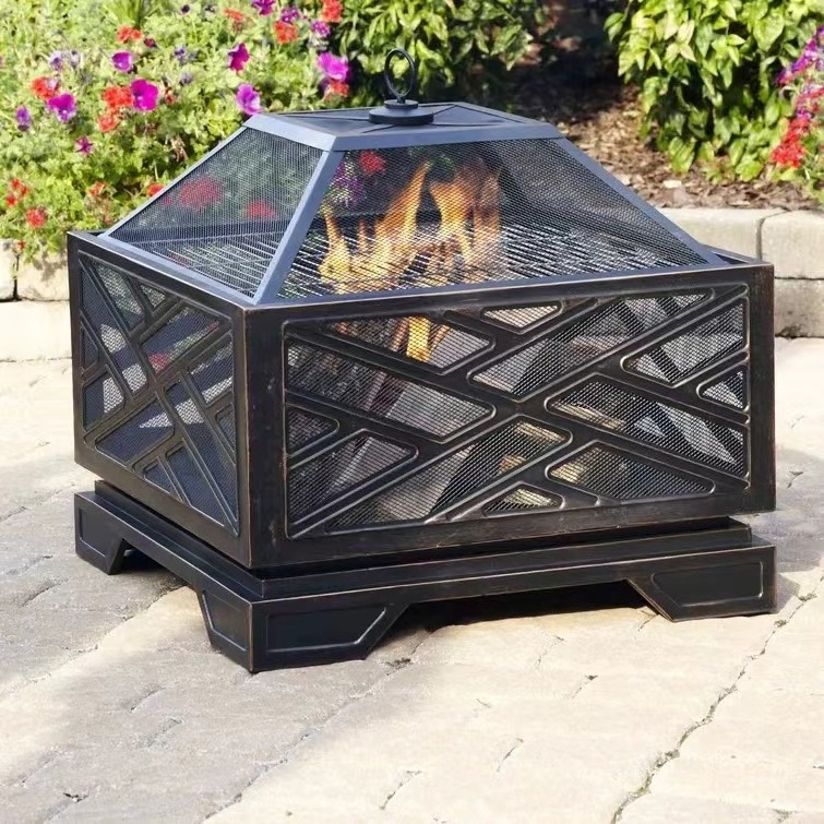 Outdoor Deep Bowl Fire pit ;Wood burning;Patio backyard;Grill cooking grate;Suitable for garden, campfire, camping, picnic