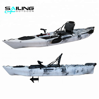 new design and colour kayak with electric trolling motor/fishing kayak with propeller/single fishing kayak with engine