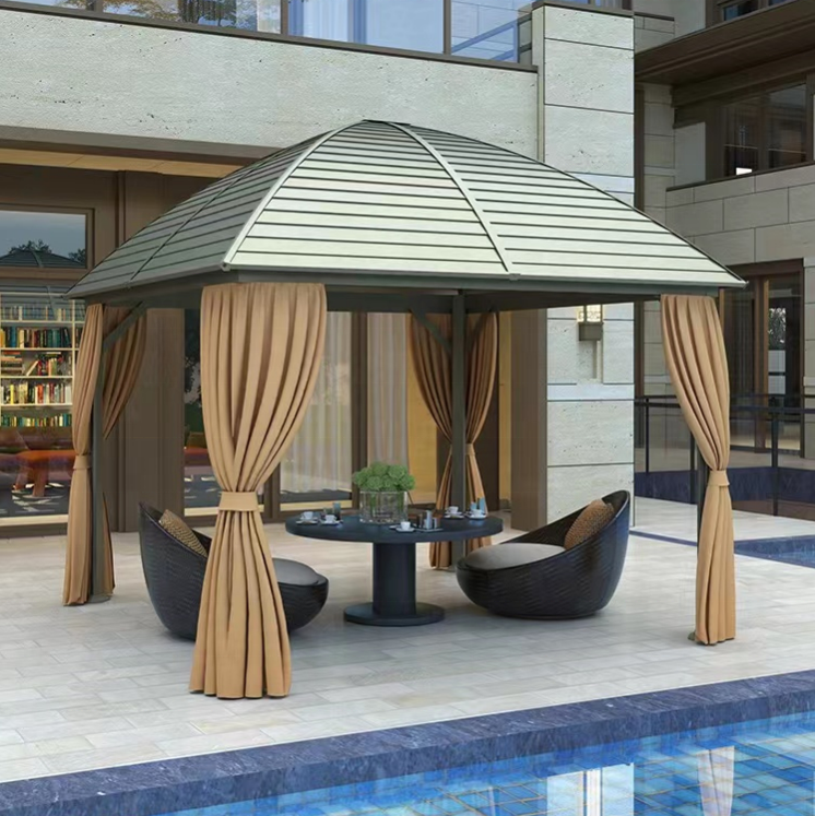 2023 New Cheap Hardtop Gazebo Outdoor pavilion Gazebos Garden Double Metal Roof Pavilion Aluminum pergola