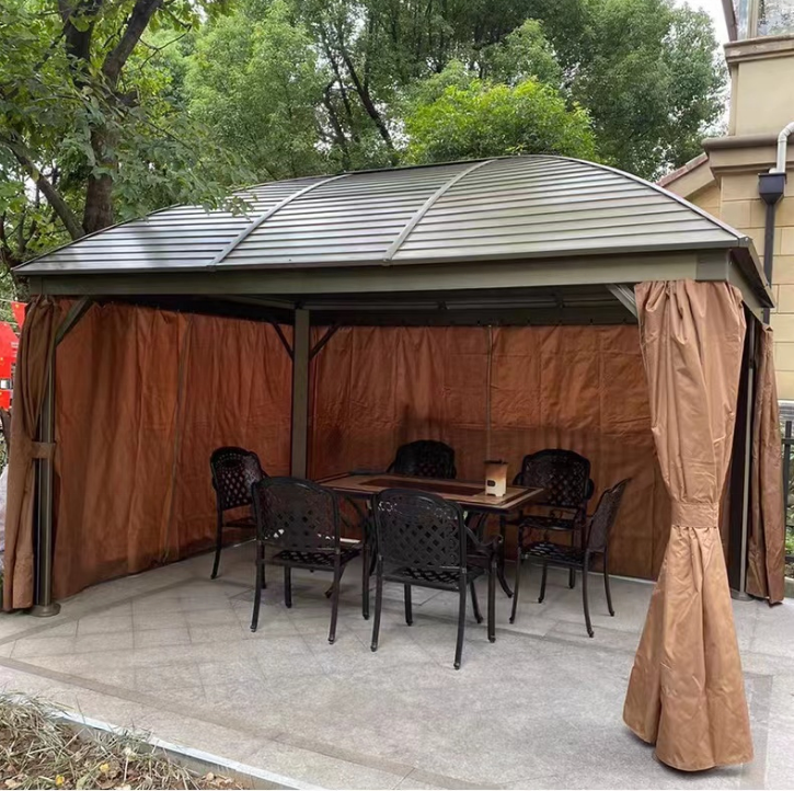 2023 New Cheap Hardtop Gazebo Outdoor pavilion Gazebos Garden Double Metal Roof Pavilion Aluminum pergola