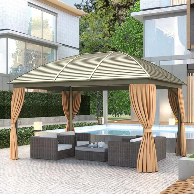 2023 New Cheap Hardtop Gazebo Outdoor pavilion Gazebos Garden Double Metal Roof Pavilion Aluminum pergola