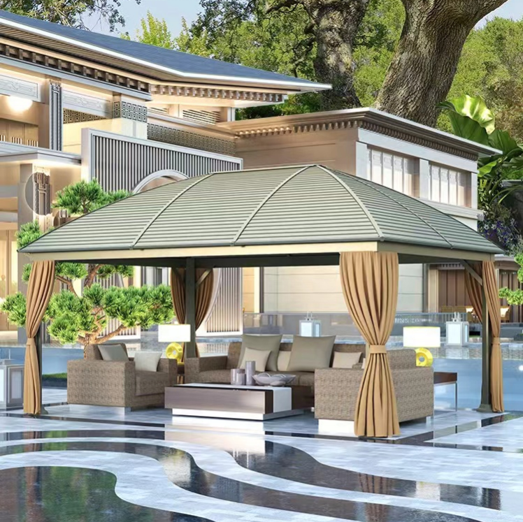 2023 New Cheap Hardtop Gazebo Outdoor pavilion Gazebos Garden Double Metal Roof Pavilion Aluminum pergola