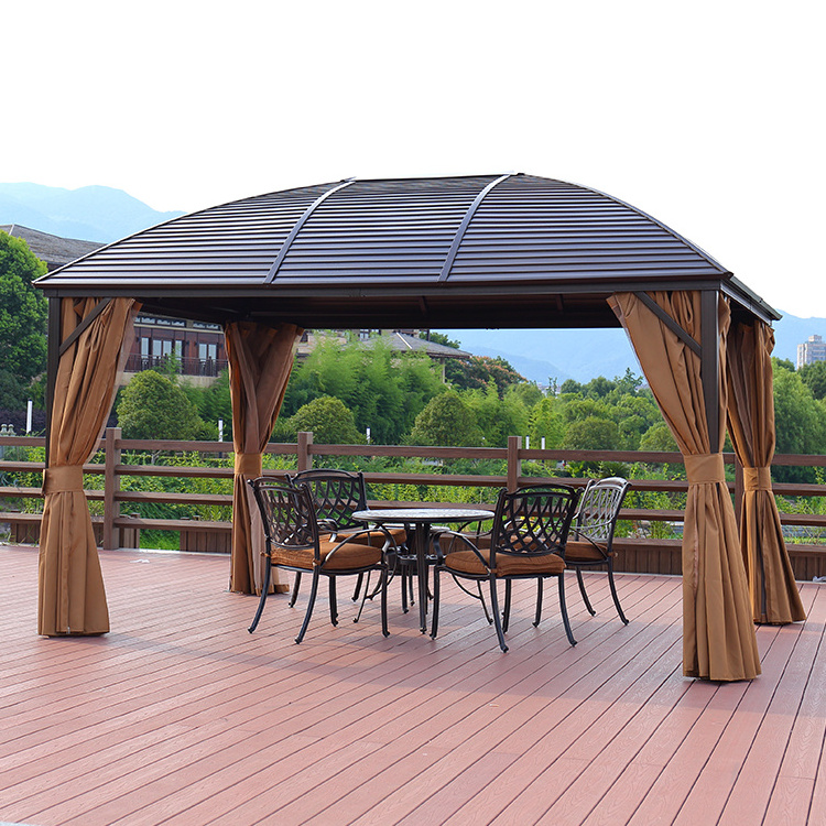 Luxury Aluminium Hardtop Gazebo High Quality pergola Outdoor pavilion Gazebos Garden Double Polycarbonate Roof Pavilion