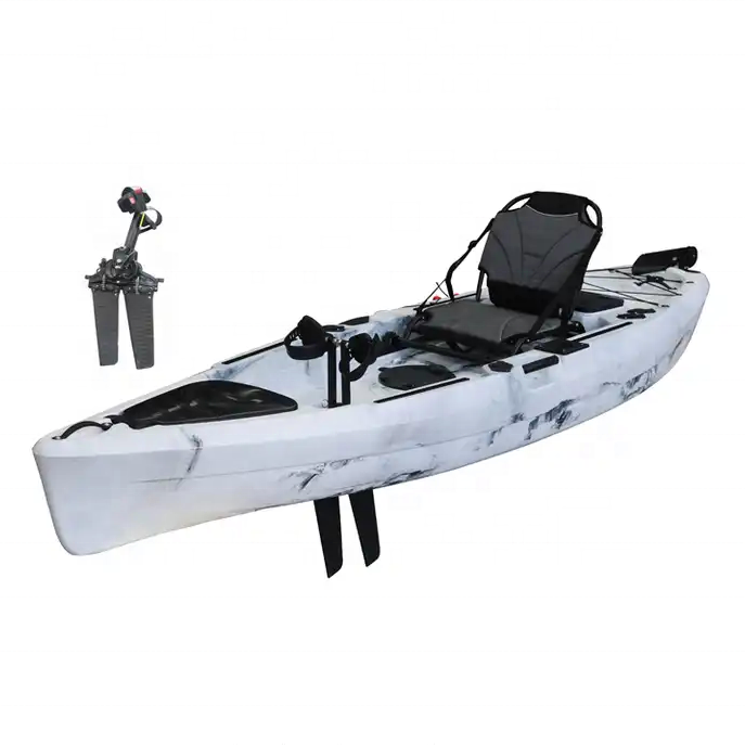 Chinese-Made Fishing Kayak with Outboard Pedal Drive System Steel Hull and Plastic Material Controlled by Foot