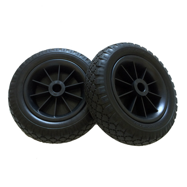 Wholesale 10 Inch Solid Rubber Tires with PU Free Wheel Anti Stab Wheel and Plastic Rim Hub 250mm Solid Wheels & Accessories