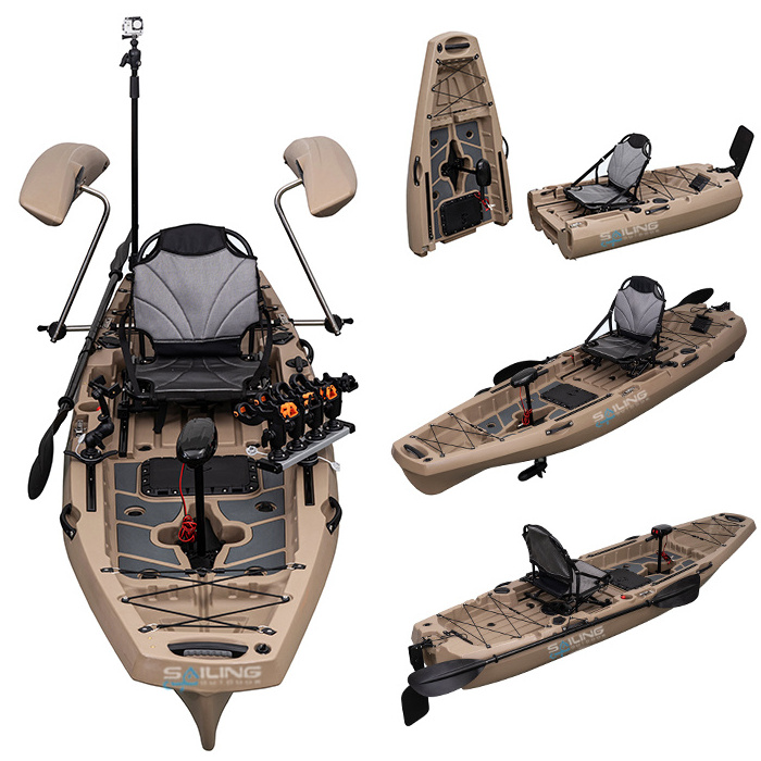 1 Person 2 Piece Modular Sit On Top Fishing Kayak Hard Plastic Modular Two Sectional Canoe Boat With Fin Pedal Or Motor