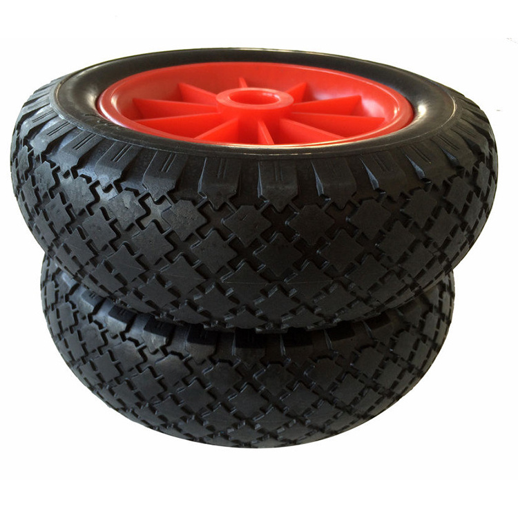 Wholesale 10 Inch Solid Rubber Tires with PU Free Wheel Anti Stab Wheel and Plastic Rim Hub 250mm Solid Wheels & Accessories