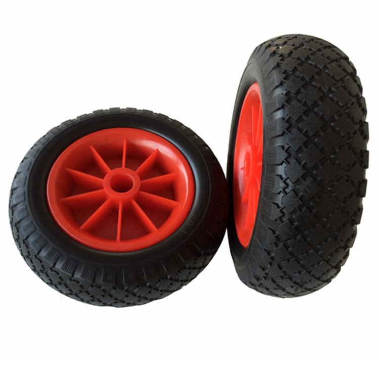 Wholesale 10 Inch Solid Rubber Tires with PU Free Wheel Anti Stab Wheel and Plastic Rim Hub 250mm Solid Wheels & Accessories