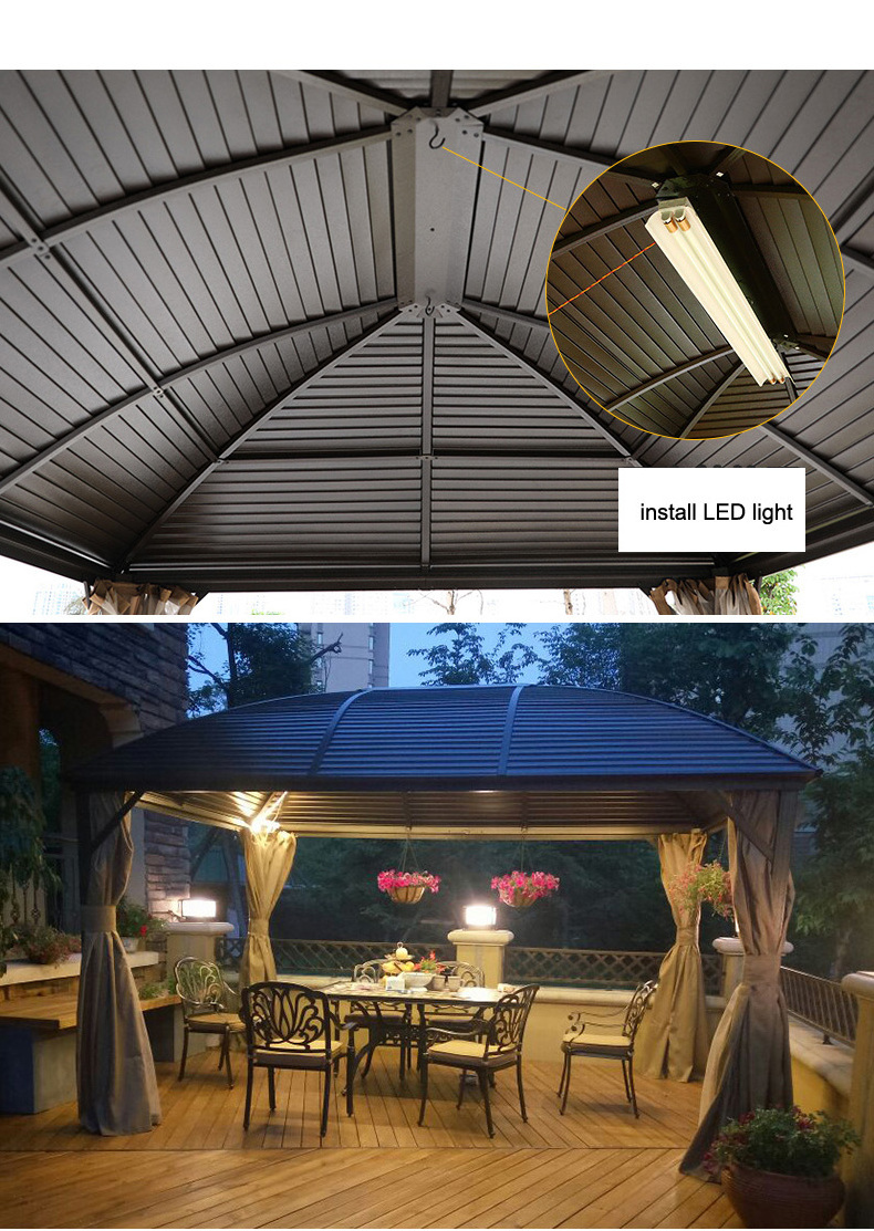 Luxury Aluminium Hardtop Gazebo High Quality pergola Outdoor pavilion Gazebos Garden Double Polycarbonate Roof Pavilion