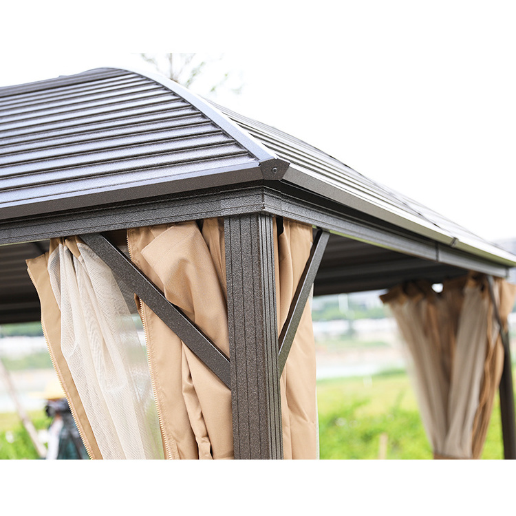 Luxury Aluminium Hardtop Gazebo High Quality pergola Outdoor pavilion Gazebos Garden Double Polycarbonate Roof Pavilion