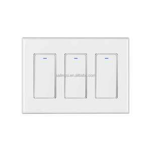 WiFi Wall Push Button Smart Light Switch No Screw Panel 3 Gang US standard Smart Life/Tuya APP Wireless Remote Control