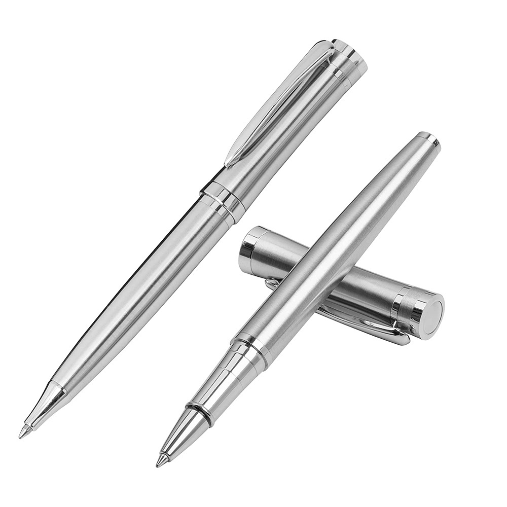 Executive Pen Cool Boss Gift Pen Fine Point Black Ink Steel Smooth Writing Metal Roller Ball Point Pen Gift Set