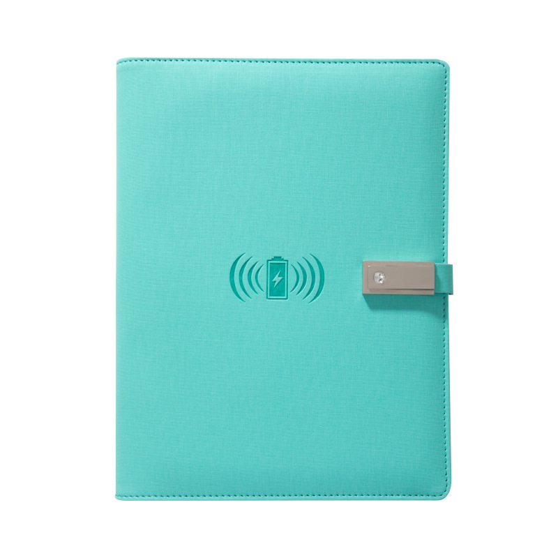 A5 PU cover Notebook powerbank 8000mah diary With Wireless charging notebook With 16G USB flash drive