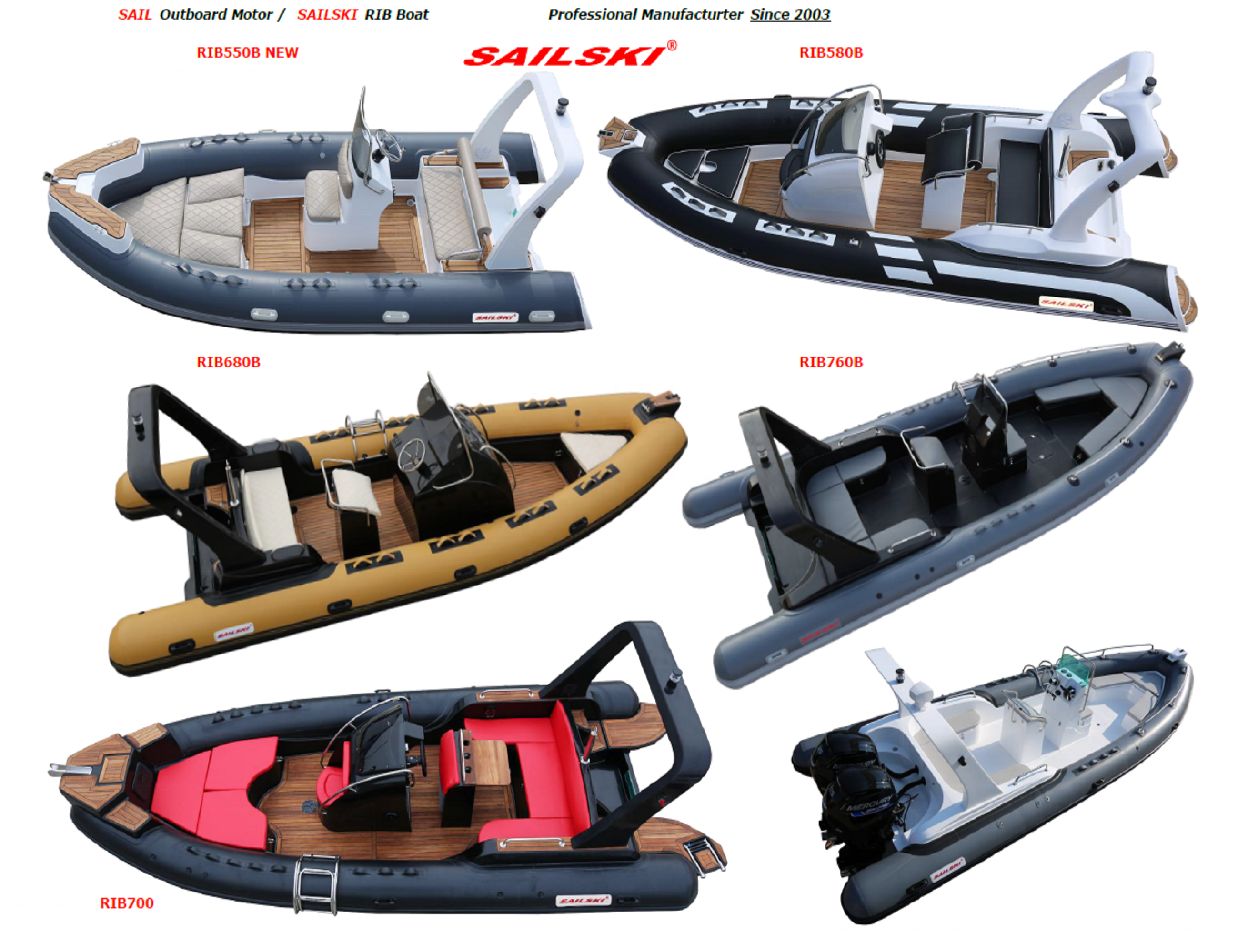 SAILSKI fiberglass hull inflatable boat 2.3m to 7.6m