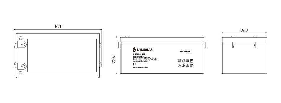 Solar Battery for Solar Power Storage System 12V 250Ah AGM Lead-Acid Battery