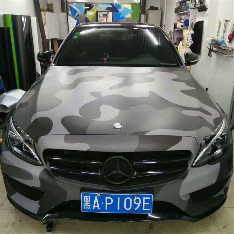 Jumbo Elite Black Camouflage Vinyl Wrap Camo Film For Car Wrapping Bubble Free 1.52*20m