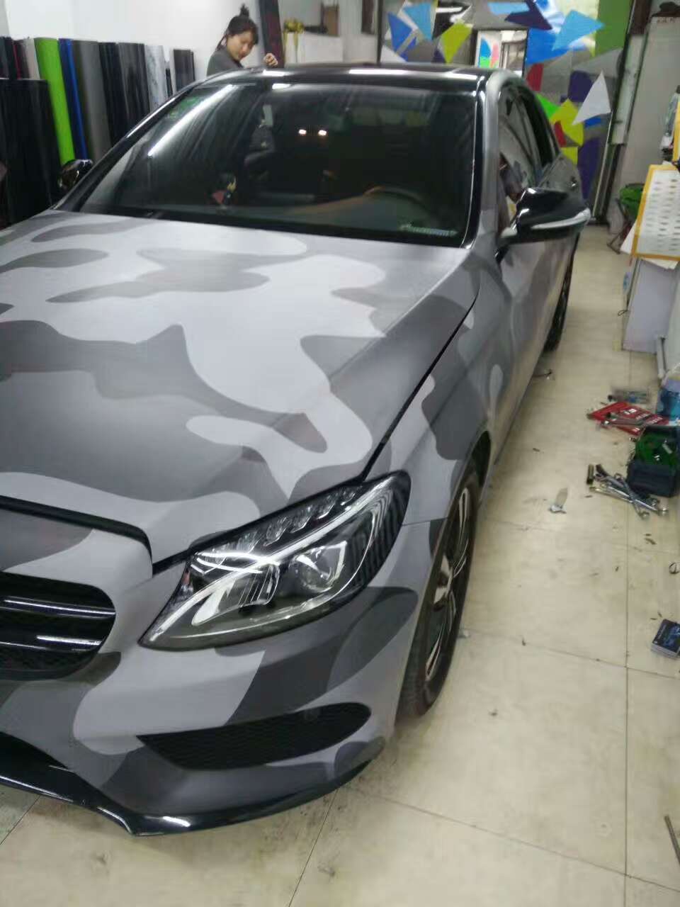 Jumbo Elite Black Camouflage Vinyl Wrap Camo Film For Car Wrapping Bubble Free 1.52*20m