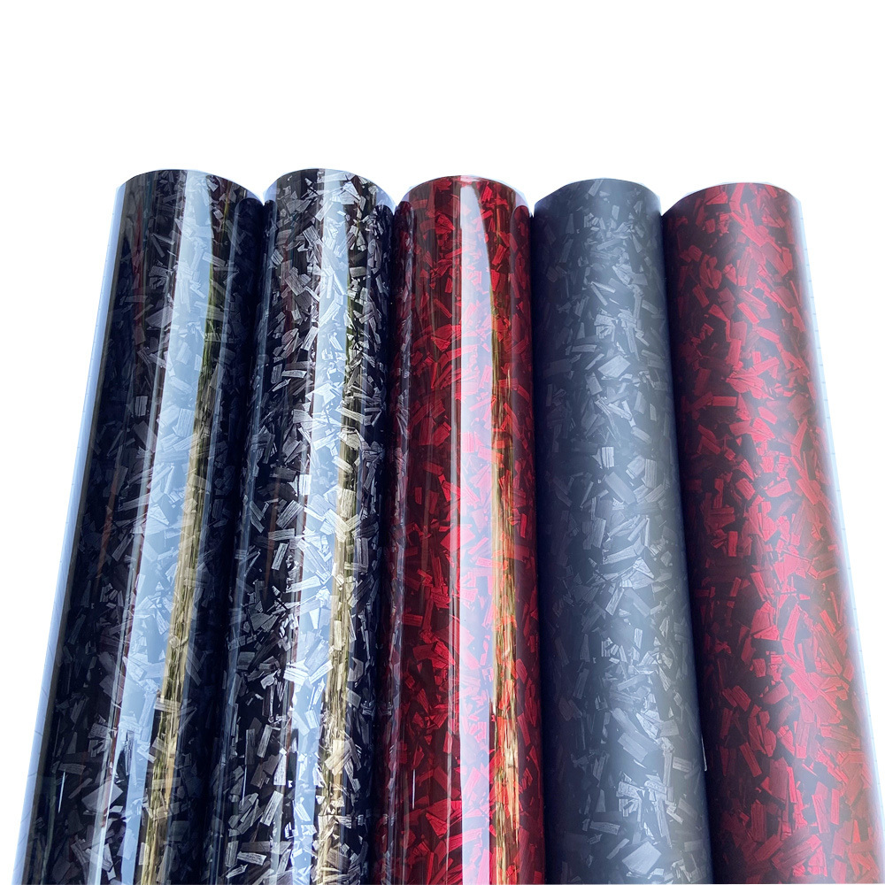 Green Purple Gray Black Golden Yellow Dark Blue Red Silver Forged Carbon Fiber Film Car Wrap Sticker Vinyl Wrap Film 1.52*17 M