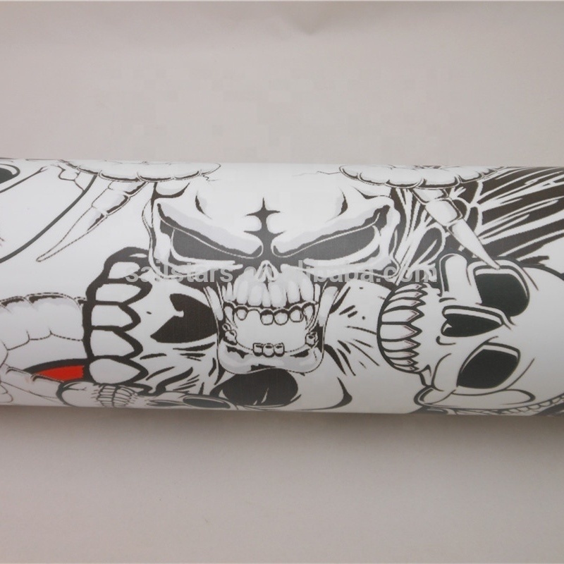 Amazing sticker bomb skull vinyl wrap black white cool fashional style for your car wrap