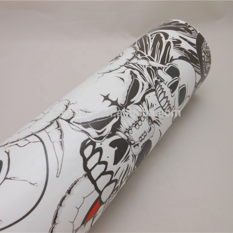 Amazing sticker bomb skull vinyl wrap black white cool fashional style for your car wrap