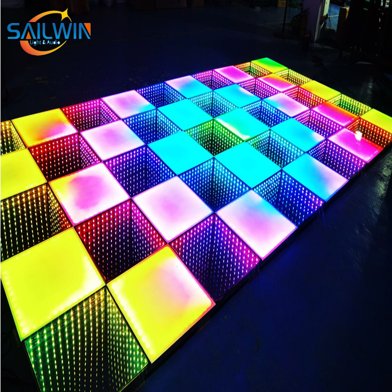 Wholesale Mirror 3D Infinity+Rainbow Matte Led Dance Floor Tile Panel DJ Disco Nightclub DMX 3D Tunnel RGB LED Light Dance Floor