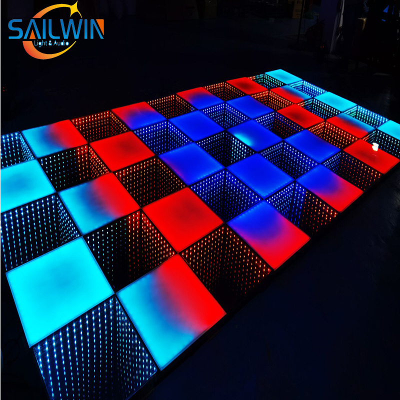 Wholesale Mirror 3D Infinity+Rainbow Matte Led Dance Floor Tile Panel DJ Disco Nightclub DMX 3D Tunnel RGB LED Light Dance Floor