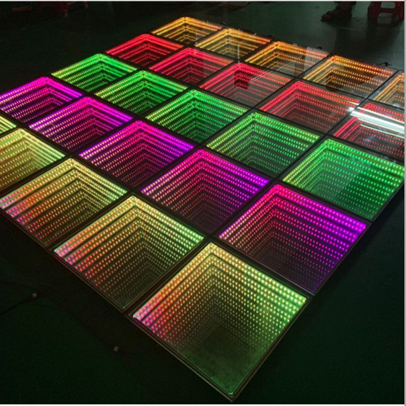 Factory Supply Outdoor Illuminated Wireless Magnetic Abyss Infinity 3D Mirror Interactive Led Dance Floors For Bar KTV T Show