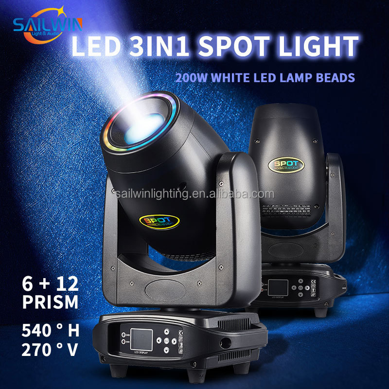 Sailwin 200W BSW 3in1 Lyre Sharpy LED Moving Head Beam Light With 7 Fixed Gobos And Prism For Disco Event Club Party