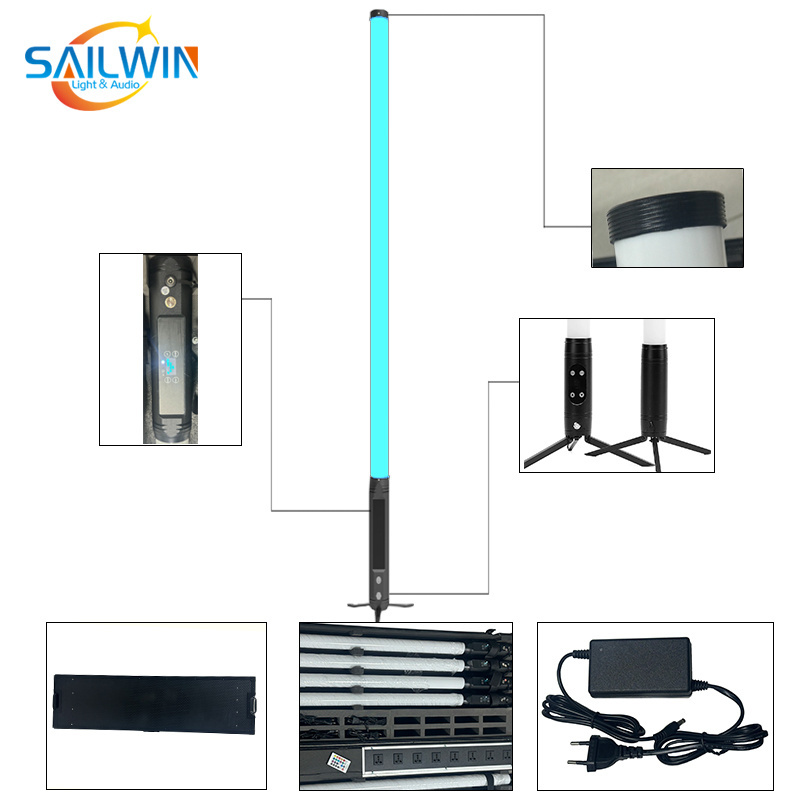 Sailwin Factory CE Wireless Rechargeable RGBAW UV LED Tube Light Bar 360 Pixel IP65 Waterproof for Stage Lighting