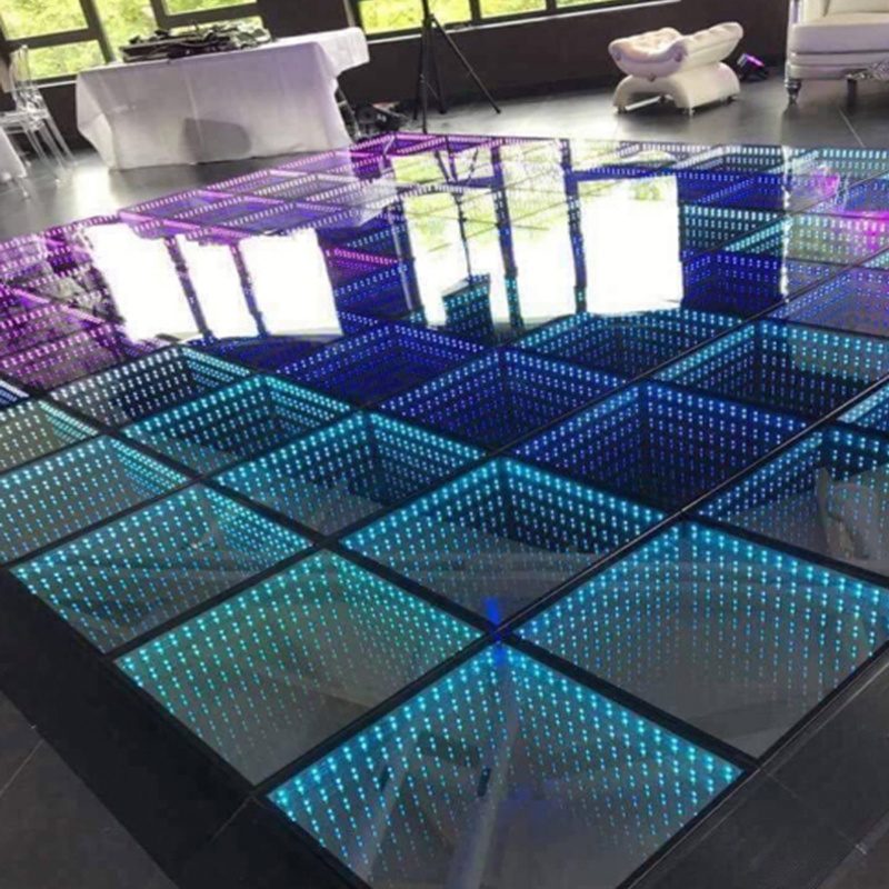 Wedding Portable 3D Abyss LED Interactive Dance Floor Light Infinity Mirror Wired LED Dance Floor