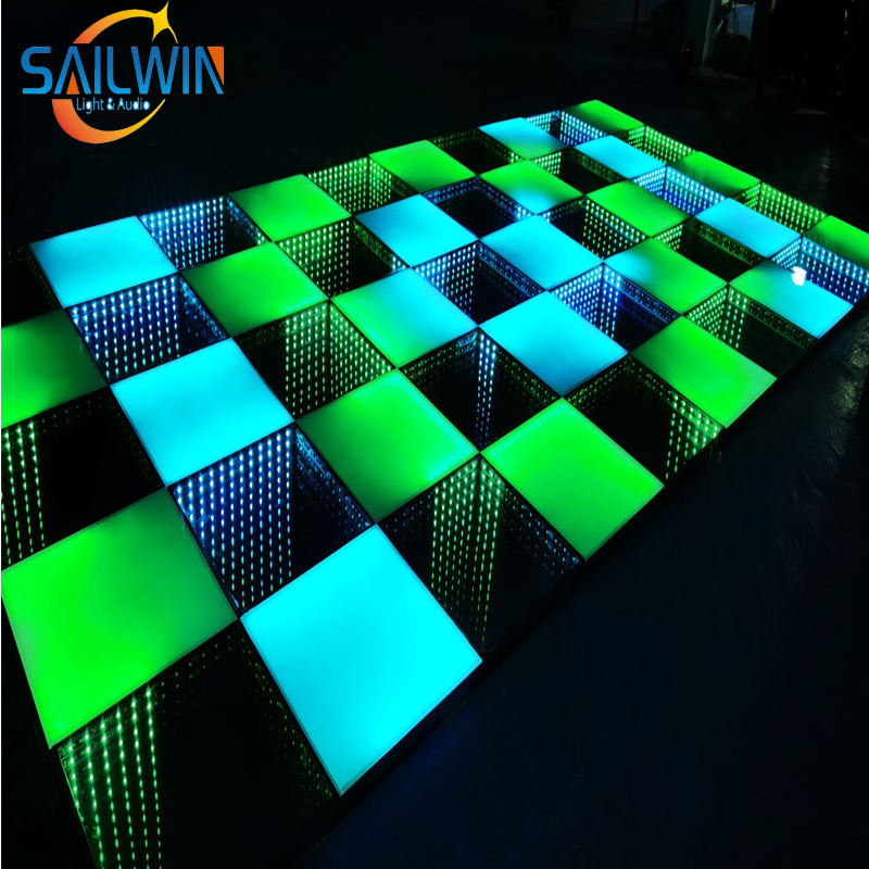 Wholesale Mirror 3D Infinity+Rainbow Matte Led Dance Floor Tile Panel DJ Disco Nightclub DMX 3D Tunnel RGB LED Light Dance Floor