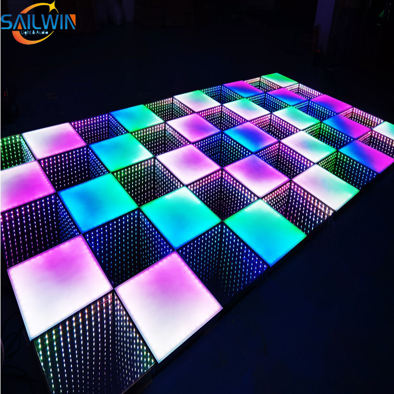 Wholesale Mirror 3D Infinity+Rainbow Matte Led Dance Floor Tile Panel DJ Disco Nightclub DMX 3D Tunnel RGB LED Light Dance Floor