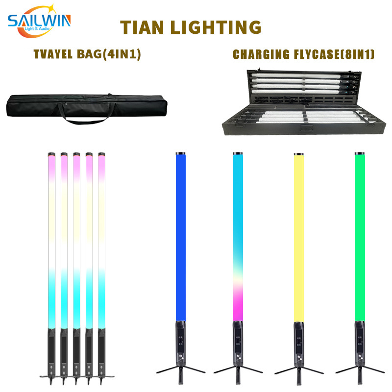 Sailwin Factory CE Wireless Rechargeable RGBAW UV LED Tube Light Bar 360 Pixel IP65 Waterproof for Stage Lighting